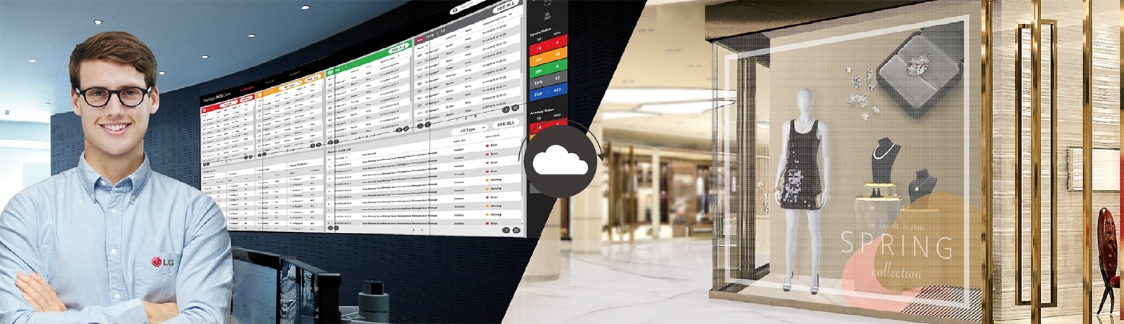 Through ConnectedCare service, display status of the workplace can be managed remotely.