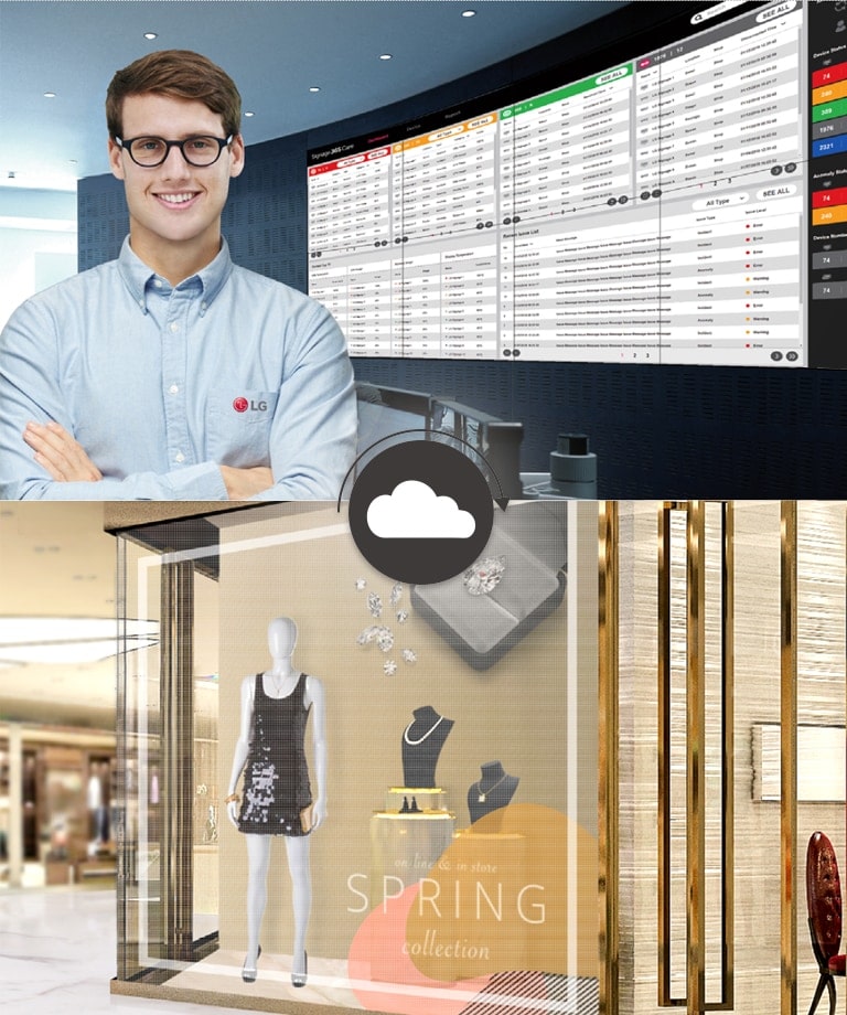 Through ConnectedCare service, display status of the workplace can be managed remotely.