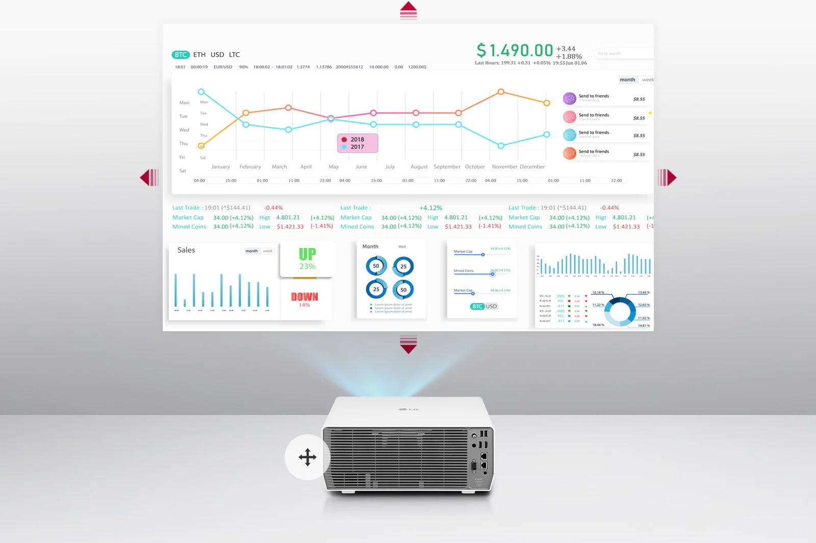 Projector supporting vertical and horizontal lens shift