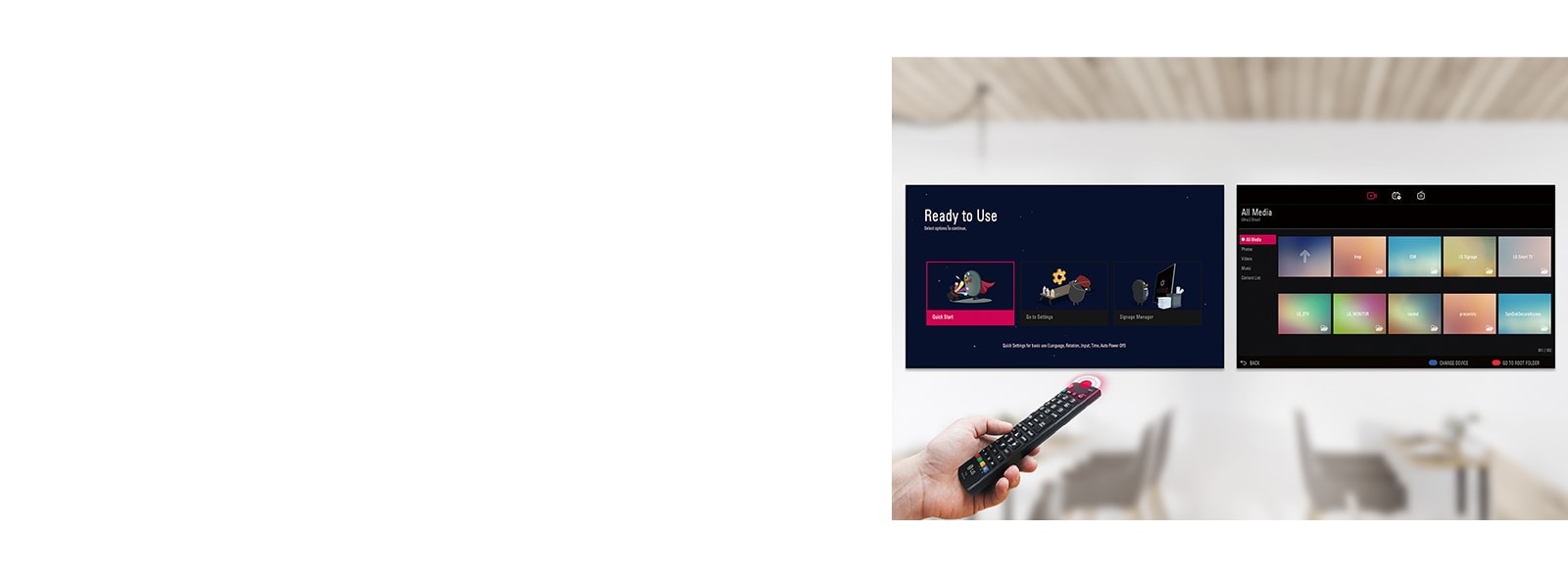 A display is easily controlled using a user-friendly GUI and a remote control.