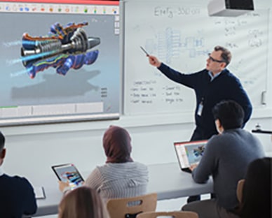 Scenes of LG ProBeam usage in school.	