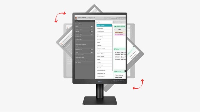 21HQ613D is designed to be adjustable for the posture of users' image review. The ergonomically designed stand allows users to freely adjust the tilt, height, and swivel. It also features a bi-directional auto pivot function for added flexibility.	