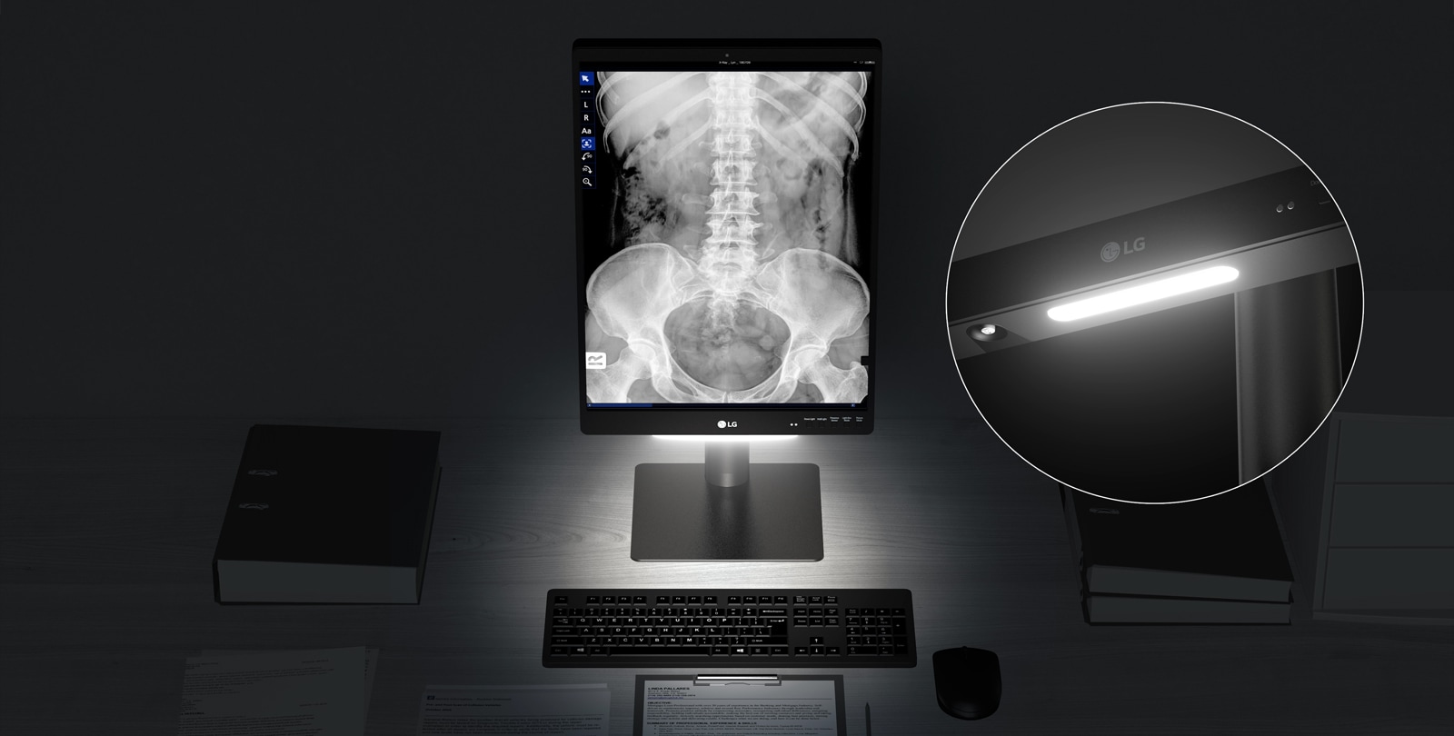 down lighting, and wall lighting offering users to view imaging results on the screen comfortably in the darkroom.