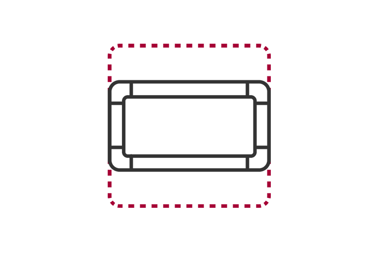 An air conditioner outline icon within a dashed border emphasizes the small and space-saving design of the LG Ceiling Concealed Duct.