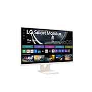LG 27-inch FHD IPS Monitor with slim design, ThinQ control panel, Magic Remote support, 30 degree left side front view, 27U511SA-W, thumbnail 3