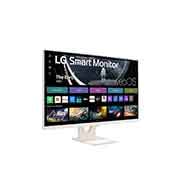 LG 27-inch FHD IPS Monitor with slim design, ThinQ control panel, Magic Remote support, 45 degree left side front view, 27U511SA-W, thumbnail 4