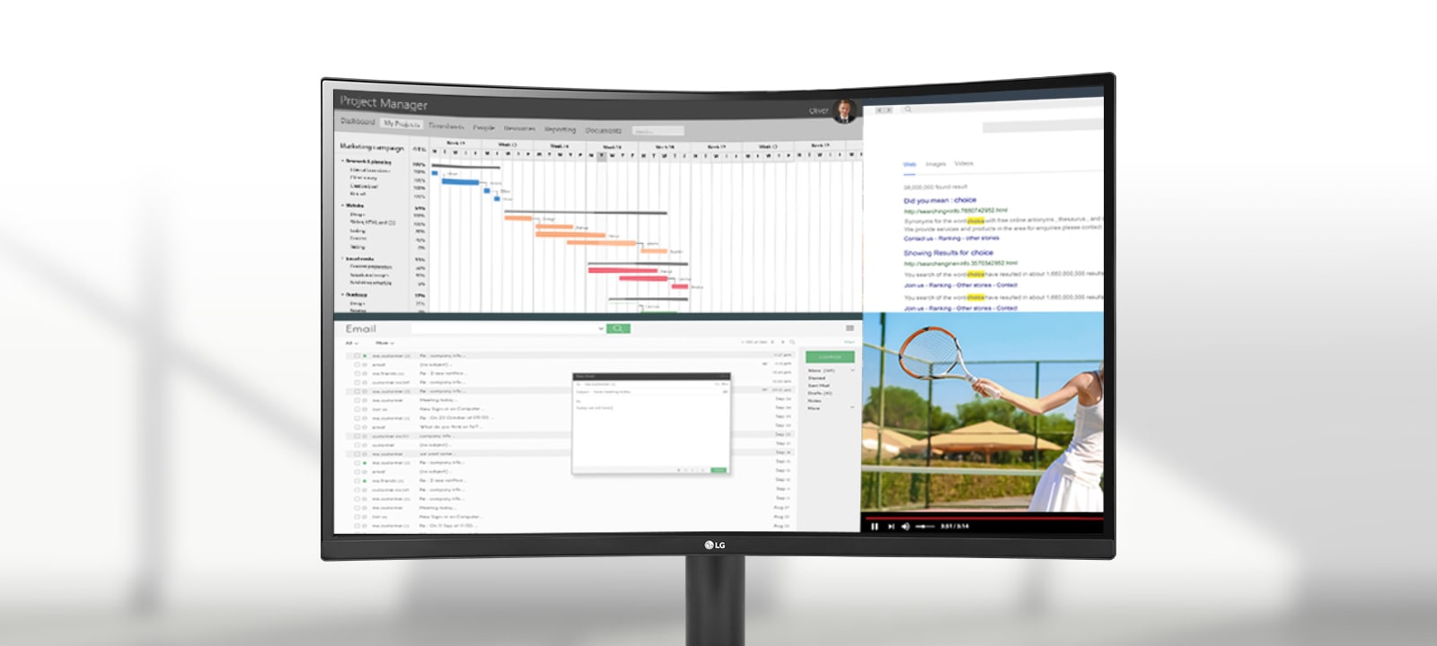 The animation shows that more content can be displayed on a screen at once, thanks to 21:9 aspect ratio display.	