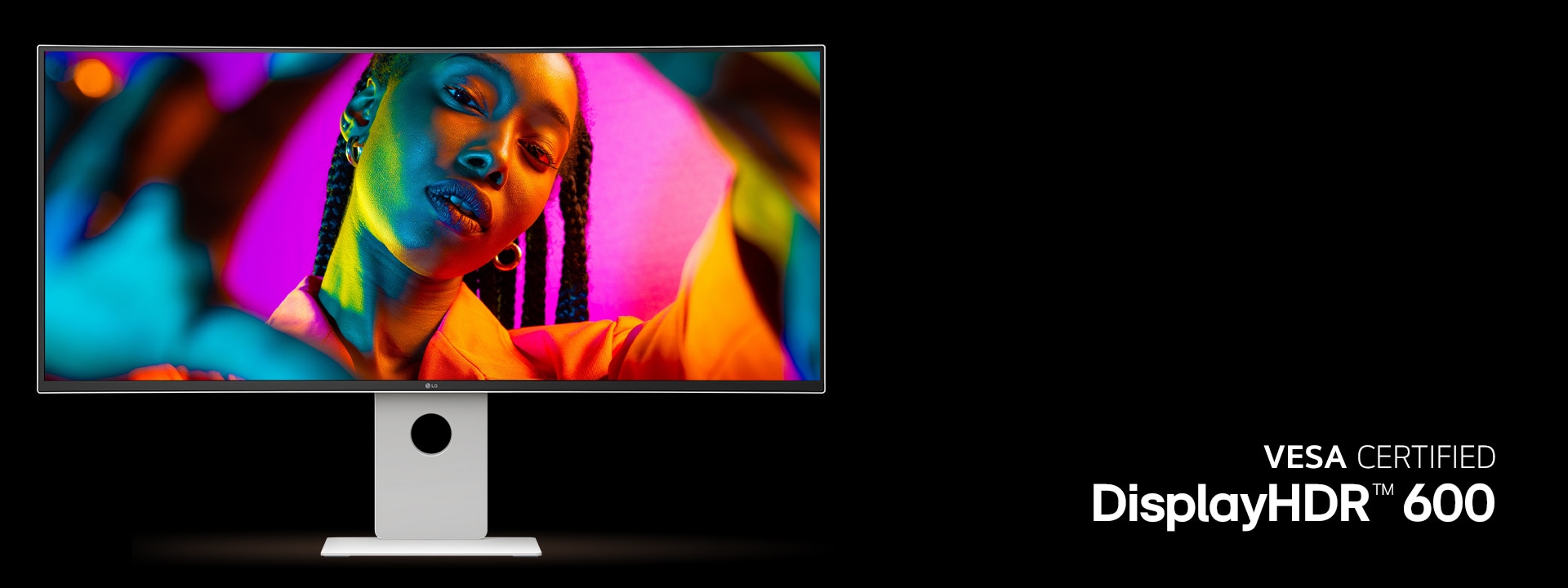 Front view of UltraFine monitor with a girl's image in it showing how color is shown accurately on it.	