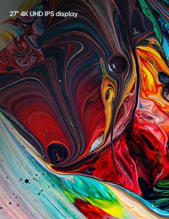 It showcases a colorful abstract image with vivid 4K UHD colors.	