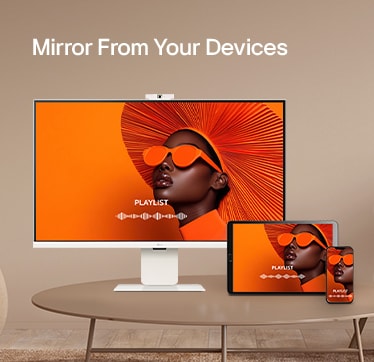 A photo showcasing the mirroring feature of a smart monitor.	