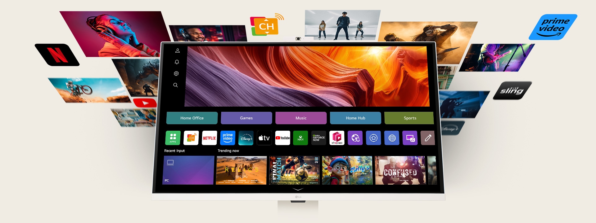 A photo showcasing various content on WebOS.	