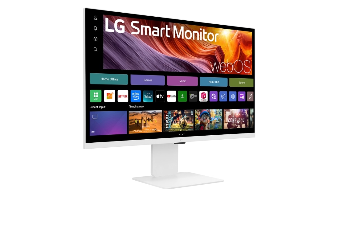 LG  31.5-inch IPS Smart Monitor with 4K UHD resolution and webOS system, perspective view, 32U850SA-W, thumbnail 9
