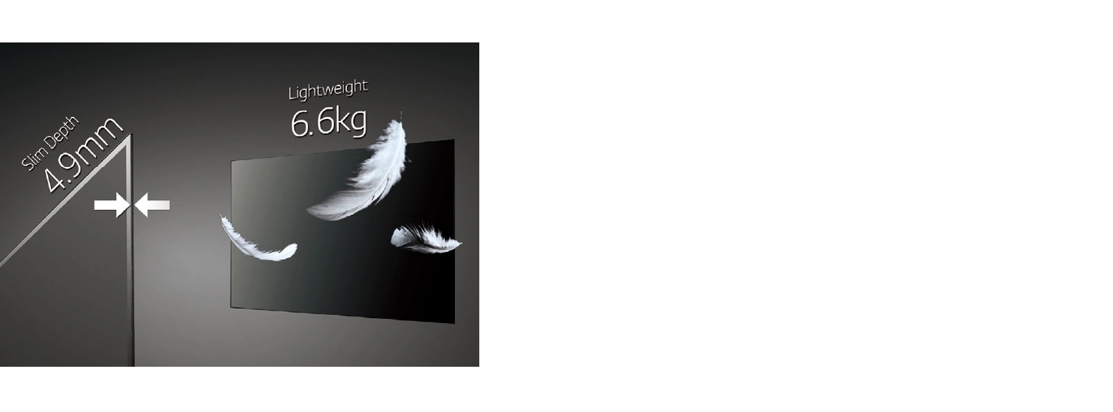 LG's OLED display is very slim and light with a depth of 4.9mm and a weight of 6.6kg.