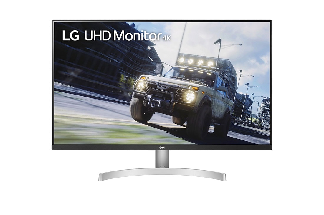 LG 32 Inch UHD (3840x2160) HDR Monitor With HDR10 and AMD FreeSync, 4K Display, Front view, 32UN500-W