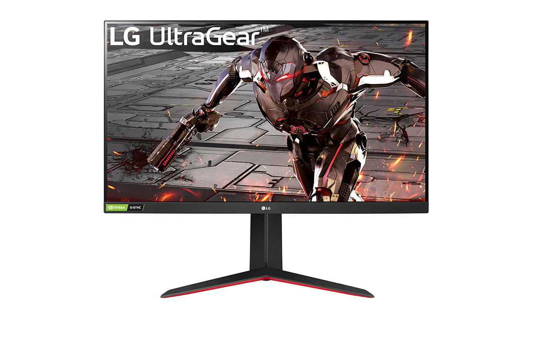 LG UltraGear Gaming Monitor 32 Inch, 165Hz Refresh Rate, Full HD Monitor With Adjustable Stand and 1ms MBR and NVIDIA® G-SYNC® Compatibility, Front View , 32GN550-B