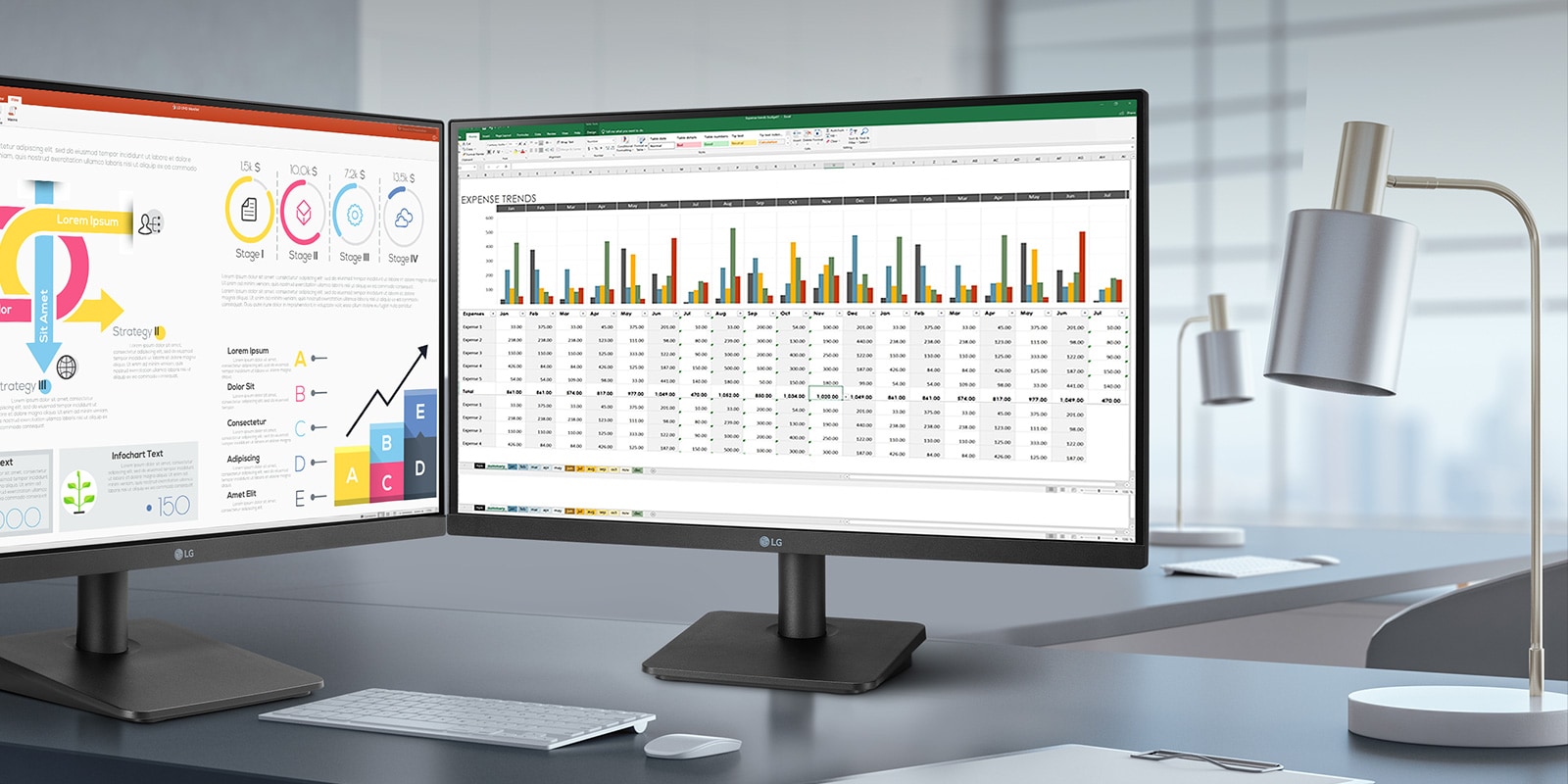 This display has slim bezel on three sides and optimized work environment