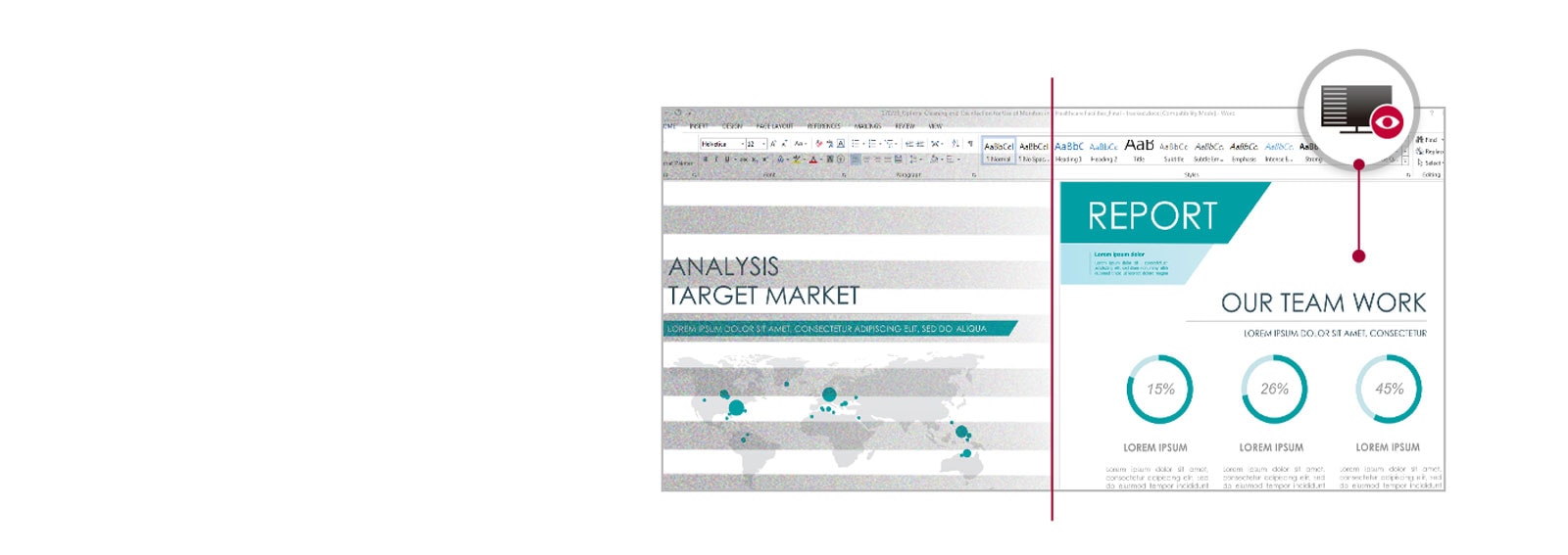 Work report displayed on the monitor with reduced flickering comparing to conventional mode 