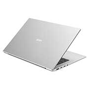 LG gram 14'' Ultra-Lightweight and Slim Laptop with Intel® Evo 11th Gen Intel® Core™ i7 Processor and Iris® Xe Graphics, LG gram 14'' Ultra-Lightweight and Slim Laptop with Intel® Evo 11th Gen Intel® Core™ i7 Processor and Iris® Xe Graphics, -30 degree rear view and cover half open, 14Z90P-G.AA78E1, 14Z90P-G, thumbnail 5