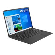 LG 14 Inch Laptop - Best Lightweight Intel Laptop, LG gram 14'' Ultra-Lightweight and Slim Laptop with Intel® Evo 11th Gen Intel® Core™ i7 Processor and Iris® Xe Graphics, +30 degree side view and cover open, 14Z90P-G.AA79E1, 14Z90P-G, thumbnail 3