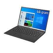 LG 14 Inch Laptop - Best Lightweight Intel Laptop, LG gram 14'' Ultra-Lightweight and Slim Laptop with Intel® Evo 11th Gen Intel® Core™ i7 Processor and Iris® Xe Graphics, -30 degree side view and cover open, 14Z90P-G.AA79E1, 14Z90P-G, thumbnail 4