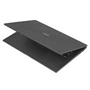 LG 14 Inch Laptop - Best Lightweight Intel Laptop, LG gram 14'' Ultra-Lightweight and Slim Laptop with Intel® Evo 11th Gen Intel® Core™ i7 Processor and Iris® Xe Graphics, -30 degree side view and cover half open, 14Z90P-G.AA79E1, 14Z90P-G, thumbnail 9