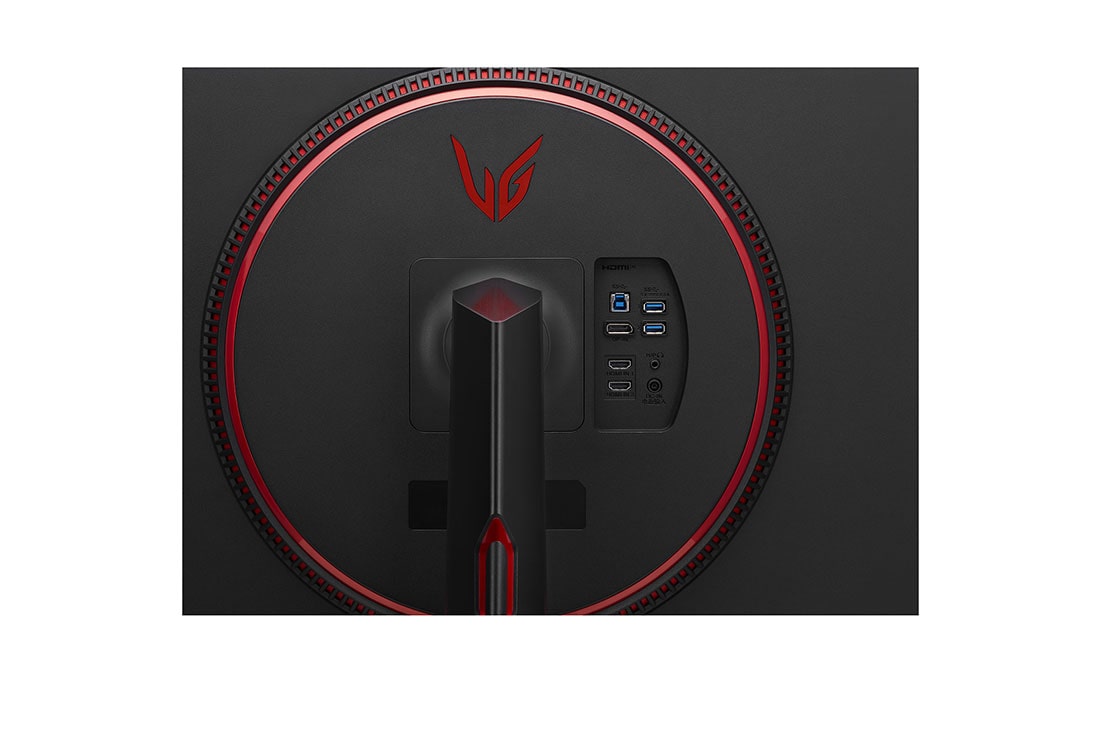 LG 32 Inch UltraGear™ Nano IPS 1ms Gaming Monitor With NVIDIA® G-SYNC® Compatibility, 165Hz Refresh Rate, close-up view of ports, 32GP850-B, thumbnail 8