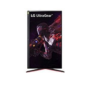 LG 32 Inch UltraGear™ Nano IPS 1ms Gaming Monitor With NVIDIA® G-SYNC® Compatibility, 165Hz Refresh Rate, front view with the display pivoting 90 degrees in a portrait view, 32GP850-B, thumbnail 10