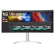 LG 37.5'' 21:9 Curved UltraWide™ QHD+ (3840x1600) Monitor, front view, 38WP85C-W, thumbnail 1