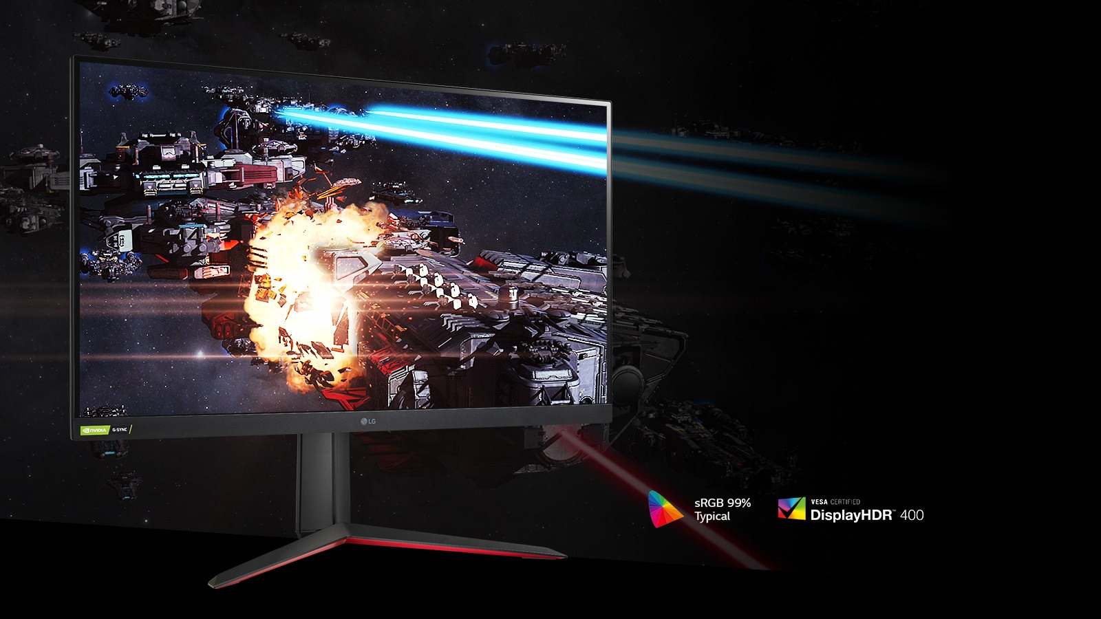 The Gaming Scene in Rich Colors and Contrast on The Monitor Supporting HDR400 with sRGB 99% (Typ.)