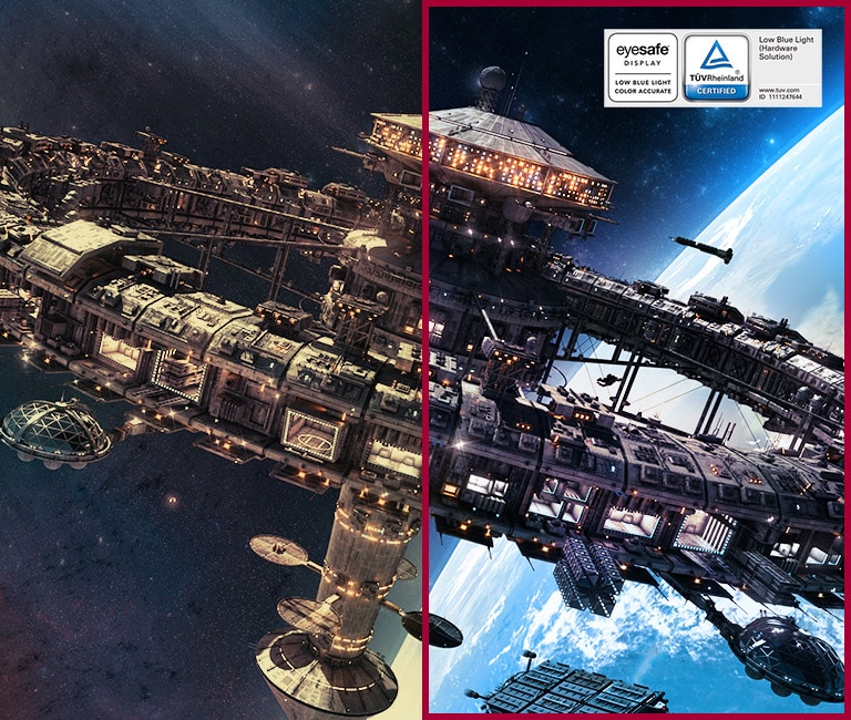 comparison of Conventional mode and Live Color Low Blue Light mode