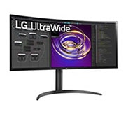 LG 34'' 21:9 Curved UltraWide™ QHD (3440 x 1440) Monitor, +15 degree side view, 34WP85C-B, thumbnail 3