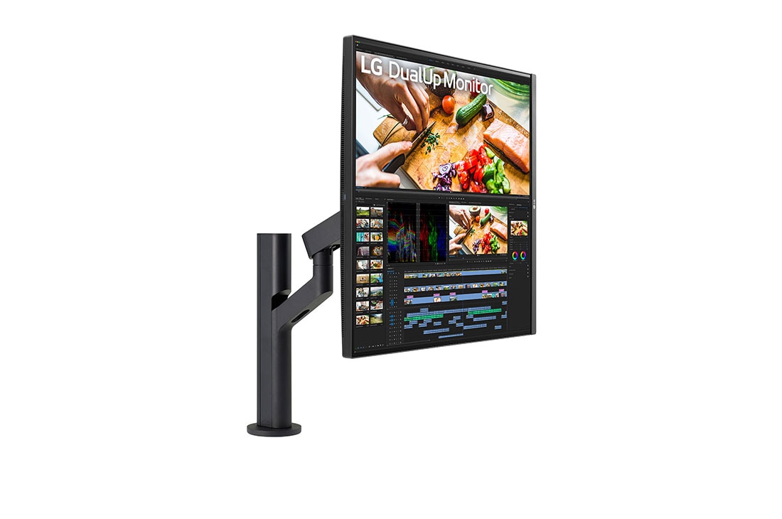 LG Monitor With Stand 27.6 Inch DualUp Monitor, perspective view with the display pivoting 90 degrees, 28MQ780-B, thumbnail 4