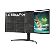 LG 35 Inch UltraWide Curved Monitor With USB C, Gaming Monitor, -15 degree side view, 35WN75CN-B, thumbnail 2