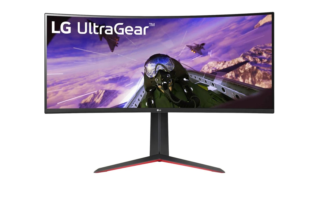 LG 2023 34inch UltraGear™ QHD Curved Gaming Monitor, front view, 34GP63A-B
