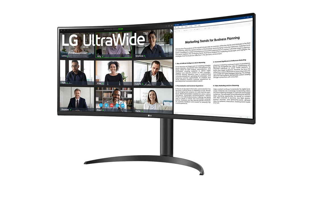 LG 34'' UltraWide QHD Curved monitor with USB Type-C™, 2024, -15 degree side view, 34WR55QC-B, thumbnail 2