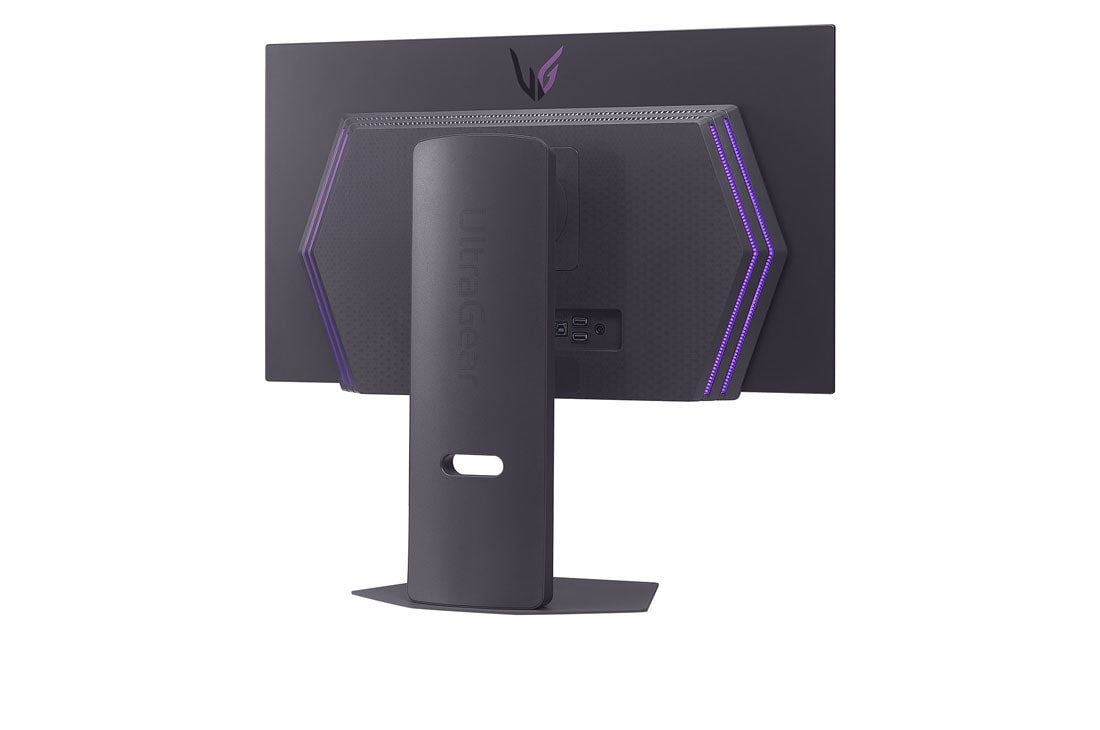 LG 27'' UltraGear™ OLED 480Hz QHD gaming monitor, 0.03ms (GtG), DP 2.1, DisplayHDR True Black 400, rear perspective view, 27GX790A-B, thumbnail 7