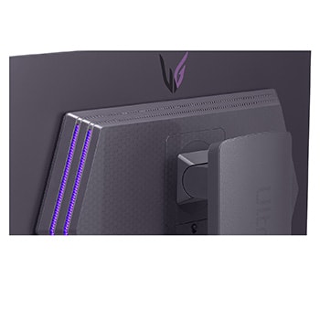 LG 27'' UltraGear™ OLED 480Hz QHD gaming monitor, 0.03ms (GtG), DP 2.1, DisplayHDR True Black 400, close-up view of the rear emblem, 27GX790A-B, thumbnail 14