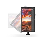 LG 31.5-inch UHD 4K Ergo IPS Monitor with DCI-P3, HDR10, USB-C, front view with the display pivoting 90 degrees, 32UN880K-B, thumbnail 7