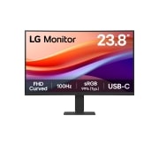 LG 23.8-inch FHD curved monitor with 100Hz refresh rate and USB-C port, front view, 24U421A-B, thumbnail 1