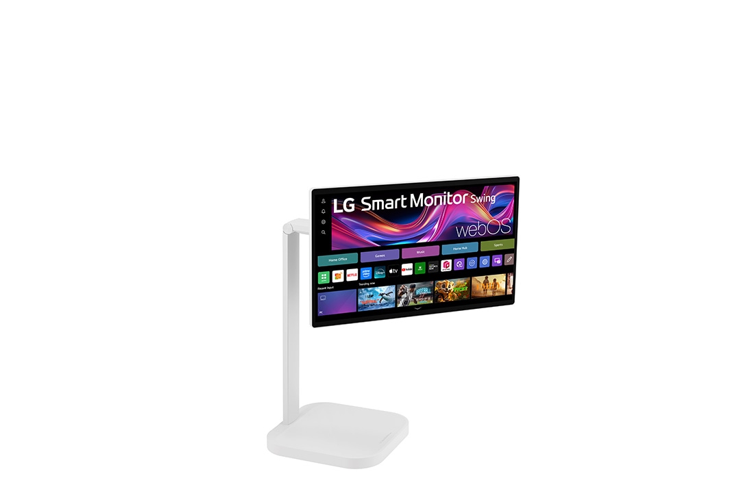 LG 31.5-inch 4K UHD IPS Smart Monitor Swing with touchscreen, featuring a unique movable stand and webOS system, Left side view, 32U889SA-W, thumbnail 15