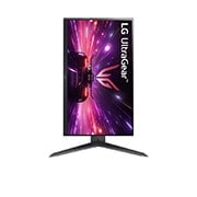 LG 24-inch UltraGear™ Full HD IPS gaming monitor with 180Hz, IPS 1ms (GtG),  HDR10, front view with the display pivoting 90 degrees in a portrait view, 24GS65F-B, thumbnail 10