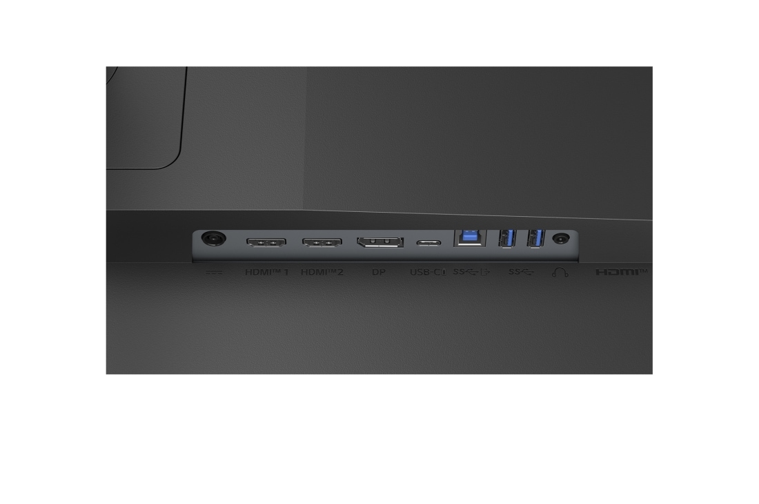 LG 27 Inch LG UltraGear™ G6 QHD Gaming Monitor, 300Hz, 1ms (GtG), HDR 400, G-SYNC, rear close-up view of connectivity ports, 27G640A-B, thumbnail 17