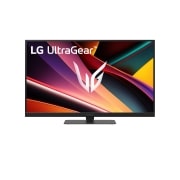 LG 27 Inch LG UltraGear™ G6 QHD Gaming Monitor, 300Hz, 1ms (GtG), HDR 400, G-SYNC, front view of the monitor with the stand down, 27G640A-B, thumbnail 4