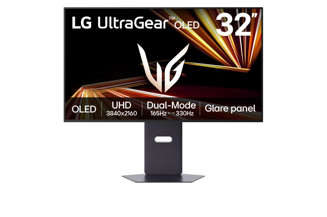 LG UltraGear™ 32'' GX8 OLED 4K Gaming Monitor, AMD FreeSync™ Premium Pro, DisplayHDR™ True Black 400, Glare Panel, front view, 32GX850A-B