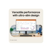 LG 27-inch LG Monitor U4, IPS Full HD 144Hz Monitor, LG FHD monitor on desk displaying office dashboard charts with keyboard and mouse in workspace setup., 27U411B-B, thumbnail 4