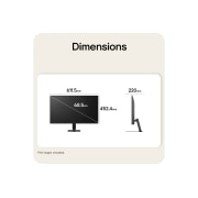 LG 27-inch LG Monitor U4, IPS Full HD 144Hz Monitor, LG FHD monitor front and side view with product dimensions displayed in millimeters., 27U411B-B, thumbnail 12