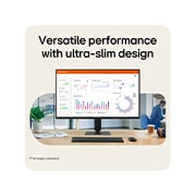 LG 24-inch LG Monitor U4, IPS Full HD 144Hz Monitor, LG FHD monitor on desk displaying office dashboard charts with keyboard and mouse in workspace setup., 24U411B-B, thumbnail 4