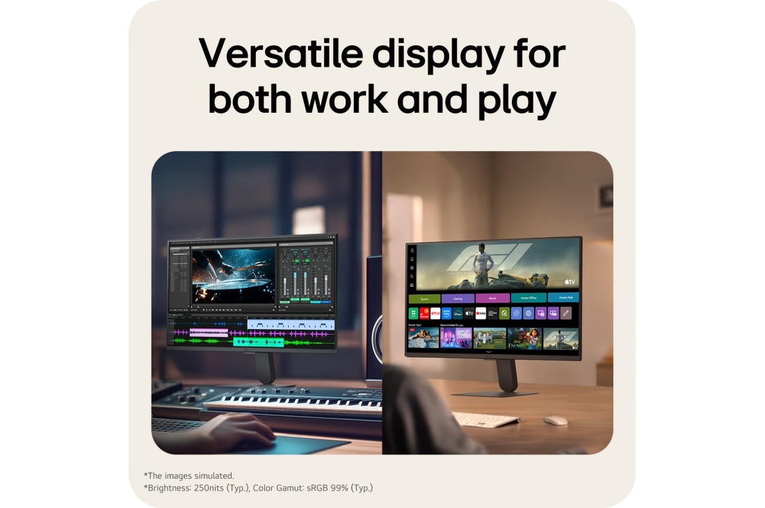 LG 24-inch LG Smart Monitor AI U5s, Full HD IPS Monitor for Streaming with webOS, Full HD IPS display on LG Smart Monitor delivering clear visuals for work and everyday use., 24U511SB-B, thumbnail 4