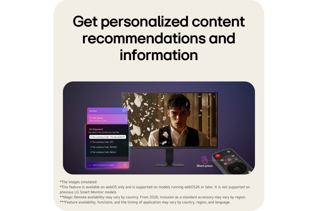 LG 24-inch LG Smart Monitor AI U5s, Full HD IPS Monitor for Streaming with webOS, AI Concierge providing personalized recommendations based on viewing patterns and usage context., 24U511SB-B, thumbnail 10