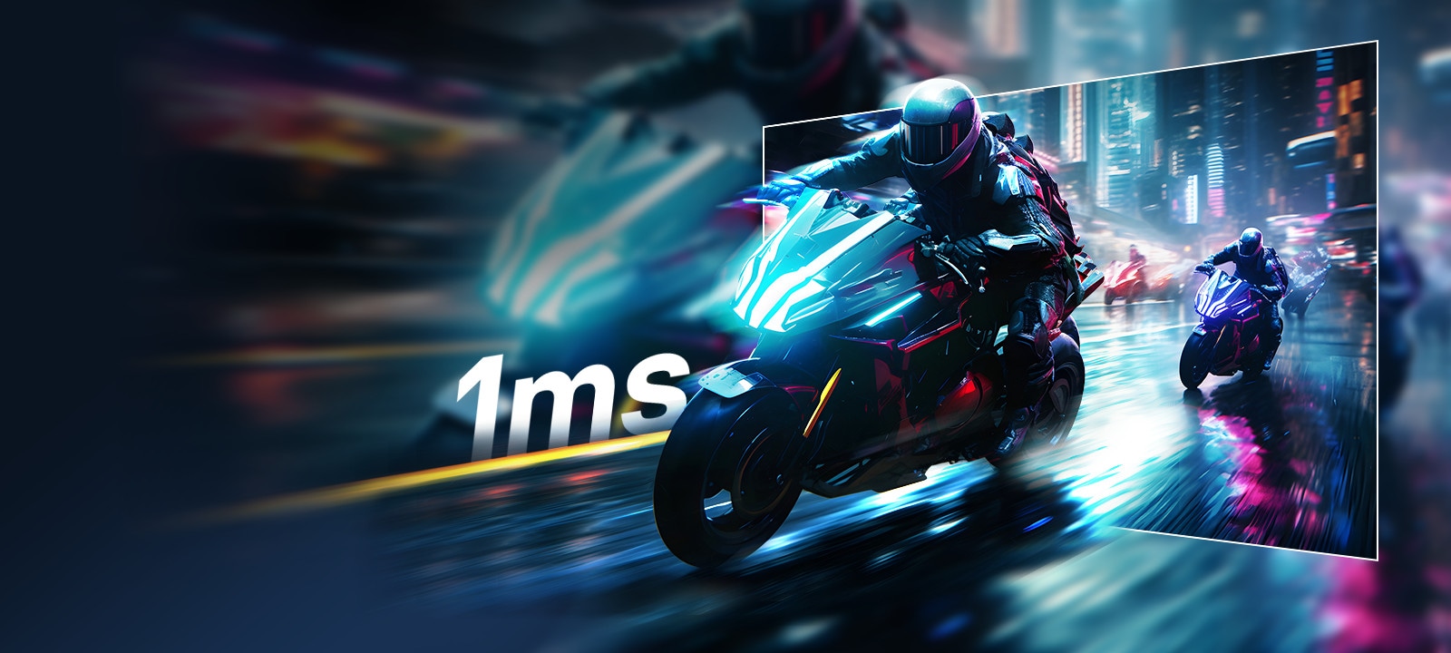 Racing game scene of extremely fast 1ms (GtG) response.
